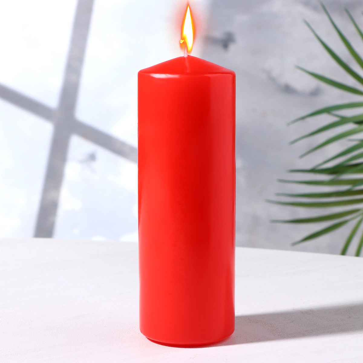 Свеча - цилиндр, 5×15 см, красная